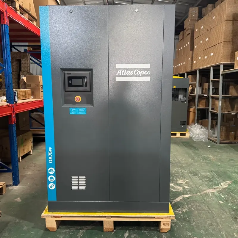 Atlas Copco GA75FF Oil Injected Screw Compressor 75 kW 100 HP Integrated Dryer ຂອງແທ້