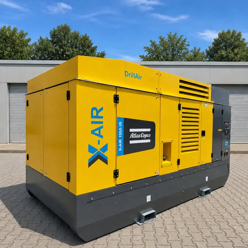 Atlas Copco X-Air 1300 35 ຂະຫນາດໃຫຍ່ Mobile Diesel Compressor 412kW 35Bar Drilling ຂອງແທ້